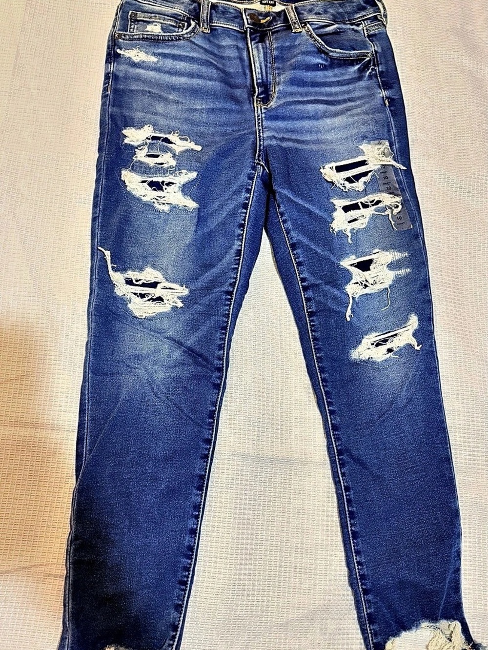 American Eagle AE Hi-Rise Jegging Soft Knit Distressed Skinny Jeans in Blue Size